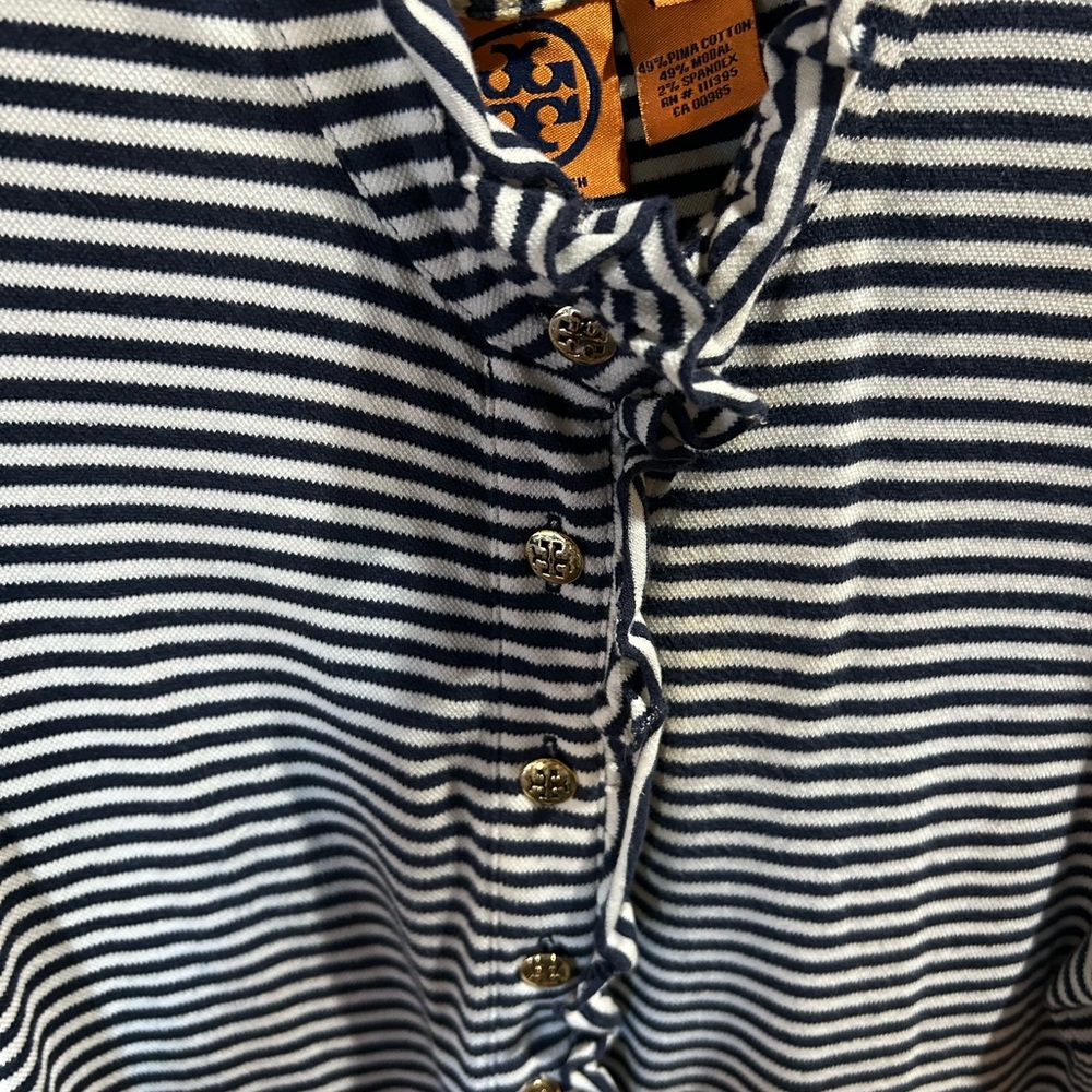 Tory Burch Royal Blue Ruffled Button Top - Picture 6 of 7